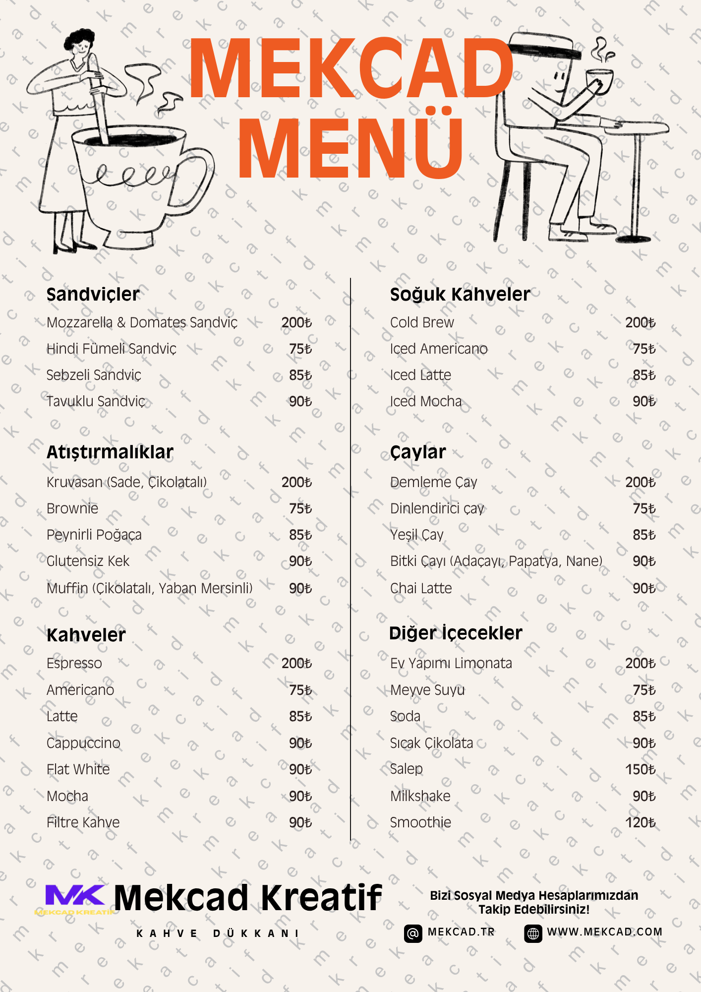 Mekcad Kafe Menü Tasarımı
